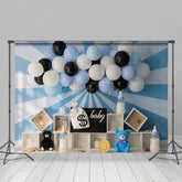 Aperturee - Aperturee Blue Rays Wall Balloons Birthday Cake Smash Backdrop